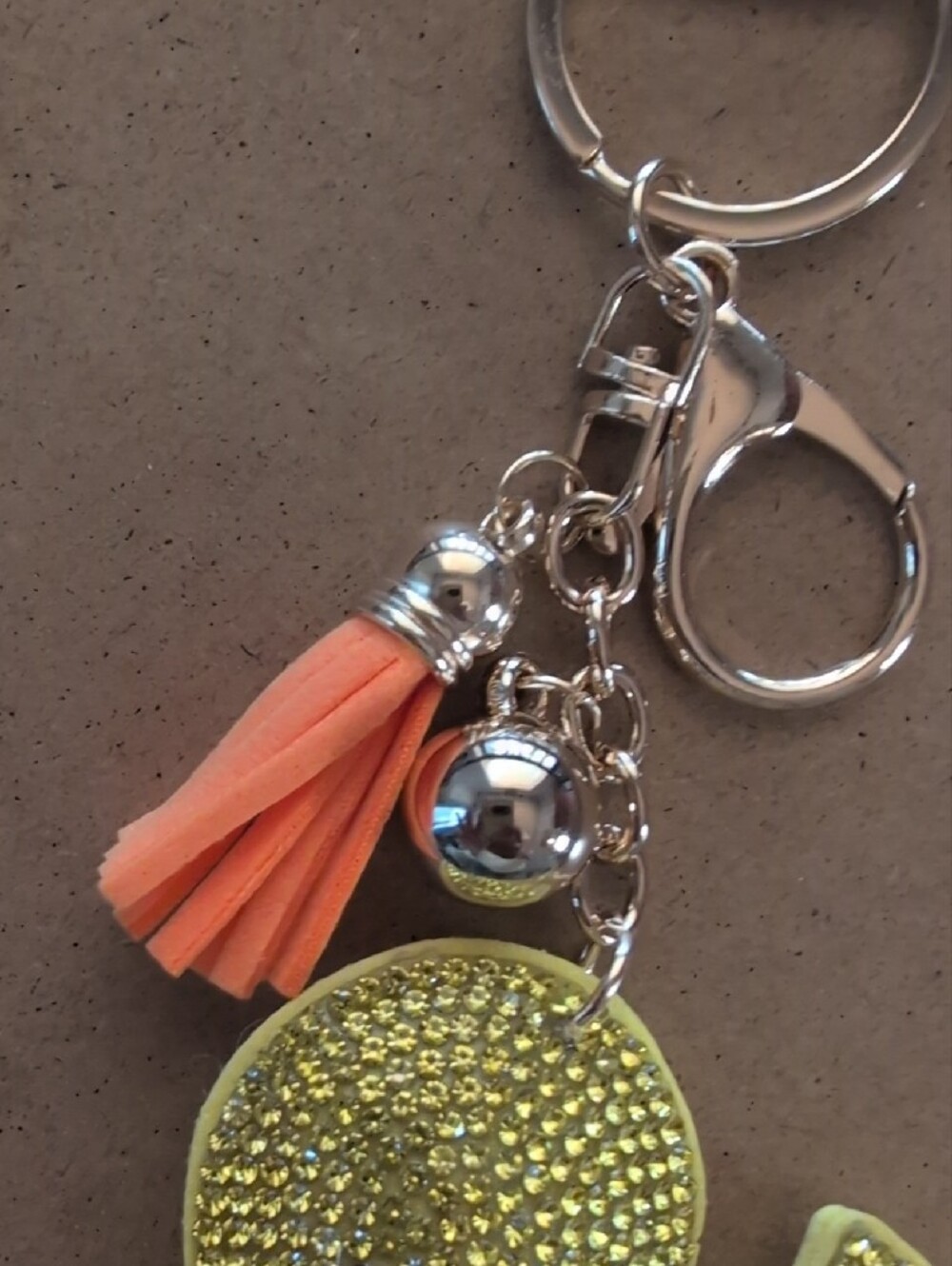 Crystal Yellow Duck Keychain Bag Charm with Orange Tassel - Picture 5 of 6